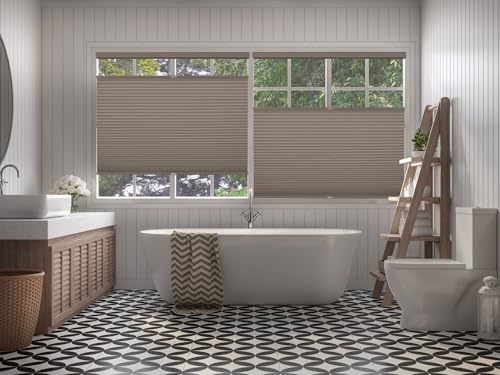 BlindsAvenue Cordless Top Down Bottom Up Cellular Honeycomb Shade, 9/16" Single Cell, Blackout, Sticks & Stones, Size: 36.5" W x 48" H