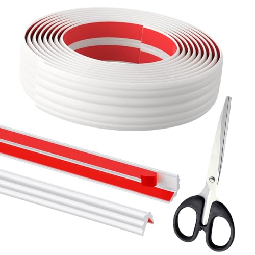Listones de protección de cantos autoadhesivos, 6 m x 40 mm, color blanco, autoadhesivo, flexible, moldura de esquina, autoadhesiva, para borde de mesa, marco de puerta, pared, zócalo