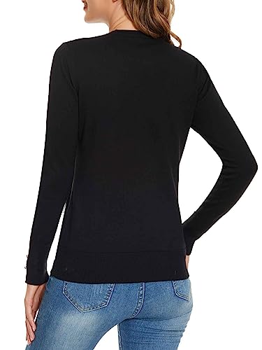 Image of Sweaters for Women Striped Crew Neck Pullover Sweater Lightweight Long Sleeve Fall Knit Tops