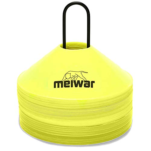 meiwar 50x Conos de Entrenamiento con Correa Amarillo