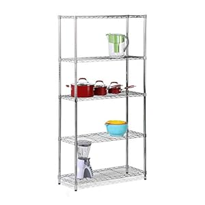 Honey-Can-Do, 5-Tier Chrome Heavy-Duty Adjustable Shelving Unit with 200-lb Per Shelf Weight Capacity