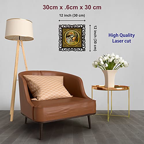 Image of Casa Rica Photo Frame Painting Wall Hanging home decoration for Wall, Living /Bed Room, Lobby(12inch x12inch) Laser Cut(Multicolor) (Gold Radha Krishna)