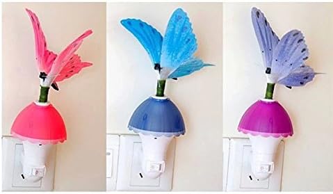 LED Creative Energy-Saving Night Light Sensor Lights Vivid Fibre Optical Butterfly with RGB Color Changing LED Lights(Style 3 Blue)