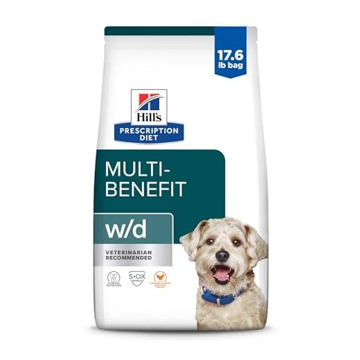Hill's Prescription Diet w/d Multi-Benefit Digestive/Weight/Glucose/Urinary Management Chicken Flavor Dry Dog Food, Veterinary Diet, 17.6 lb. Bag