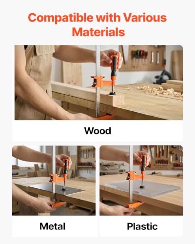 Image of VEVOR Bar Clamps for Woodworking, 8-Pack, 24 inch Opening F Clamps, 600 lbs Load Limit, with Plastic Pad and Self-Locking Design, Premium Cast Iron and Carbon Steel, for Wood Working and Metal Working