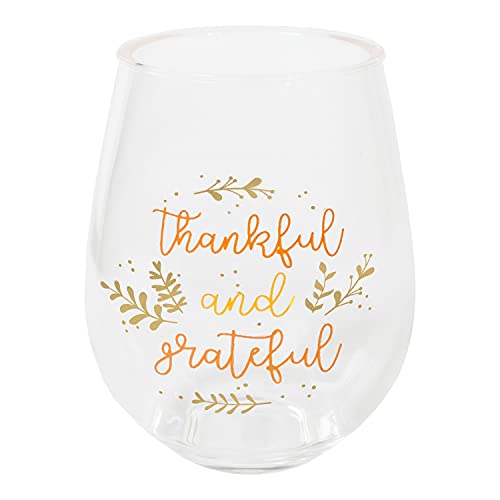 C.r. Gibson Qwg2O-24066 Thankful And Grateful Acrylic Stemless Wineglass For Thanksgiving And Friendsgiving, 12 Fl. Oz. #TOP13