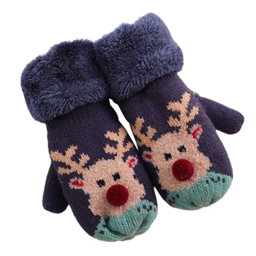 BESPORTBLE 1pair Boy Girl Full Finger Gloves Warm Neck Hanging Mittens for Boy Girl Christmas-themed Cartoon Design for and Cold Weather Activities