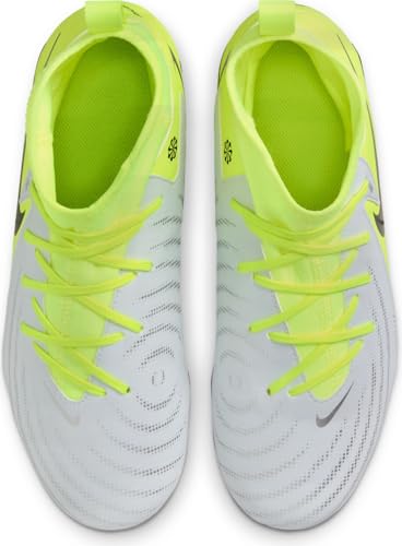 Nike Jr. Phantom Luna 2 Academy Little/Big Kids' MG Soccer Cleats (FJ2603-003, Metallic Silver/Volt/Black) Size 5.54
