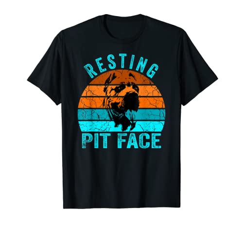 Resting Pit face Funny Dog, Vintage Pitbull Dog Lover T-Shirt
