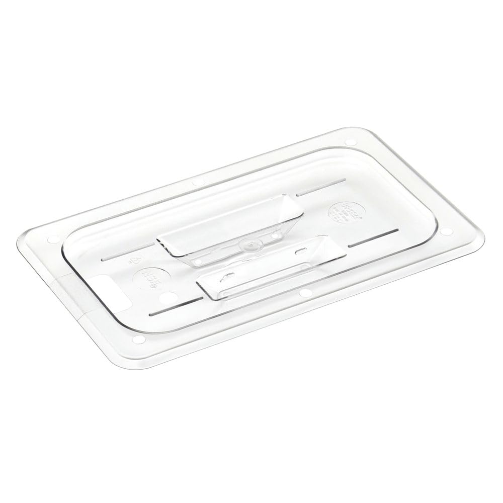Fourth-Size Clear Polycarbonate Solid Food Pan Cover w/Handle - 10 3/7" L x 6 7/16" W by HUBERT – Polycarbonate (PC), Clear, Model 107022