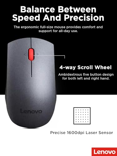 Image of Lenovo This Sleek And Stylish Full-Size Keyboard And Mouse Combo Offers Exceptional Qua