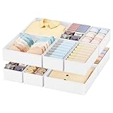 Homsorout Drawer Organisers Foldable Drawer Dividers - 10 Pack Fabric Clothes Wardrobe Storage Boxes Drawer Dividers Cubes for Baby Clothing, Socks, Underwear, Ties, Bedroom - White - Image 1