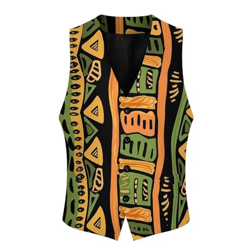 African Ethnic Patterns Suit Vest for Men Casual Business Tuxedo Slim Fit Suit Vests Lightweight Waistcoat3