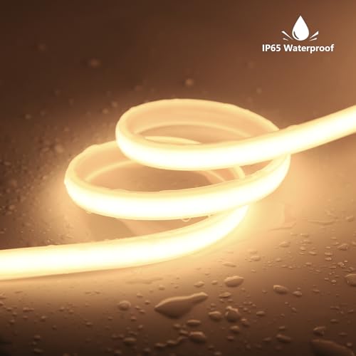 Image of AC 110V COB LED Strip 65.6FT Warm White 3000K CRI93 Outdoor Waterproof IP65 Ultra Bright LED Strip 288LEDs /M Suitable for Home and Garden Commercial Decoration (Warm White)