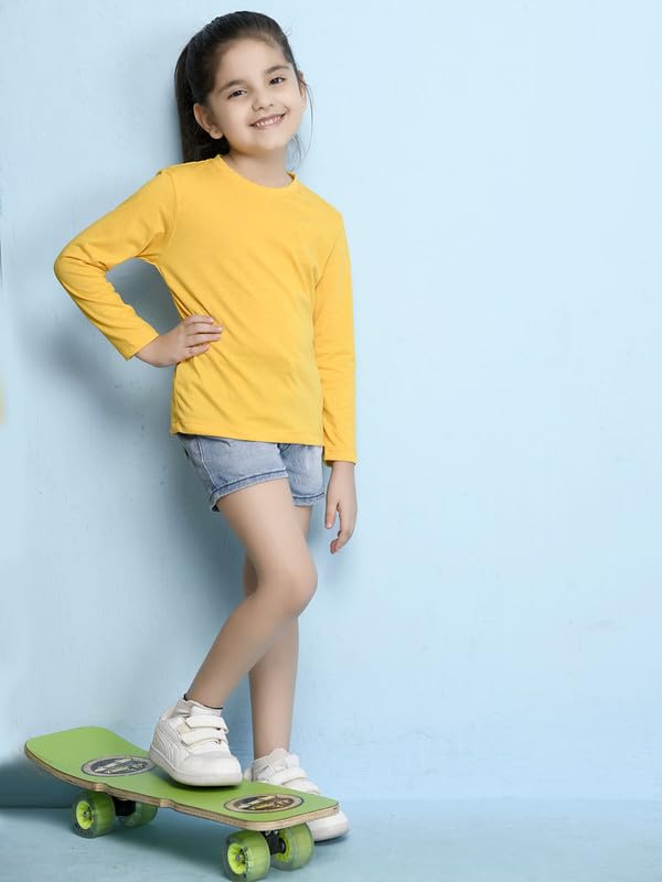 Image of Nusyl Girl's Solid Regular Fit T-Shirt