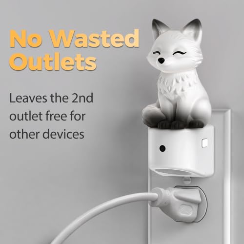 Image of DORESshop LED Night Light for Kids, White Fox Night Lights Plug into Wall, 8 Colors+ Soft White 3000K Nightlight, Dusk to Dawn Sensor, Nightlights for Kids Room, Bedroom, Birthday Gift, 2 Packs