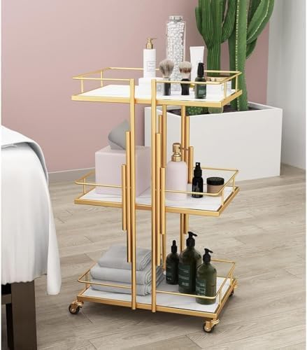 Carrito utilitario con ruedas bloqueables – Almacenamiento rodante multiusos para baño, tatuajes, manicura y organización de equipos faciales