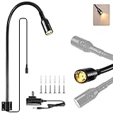 Reading LED Light for Bedside Bedroom Wall Mount Adjustable Gooseneck Black