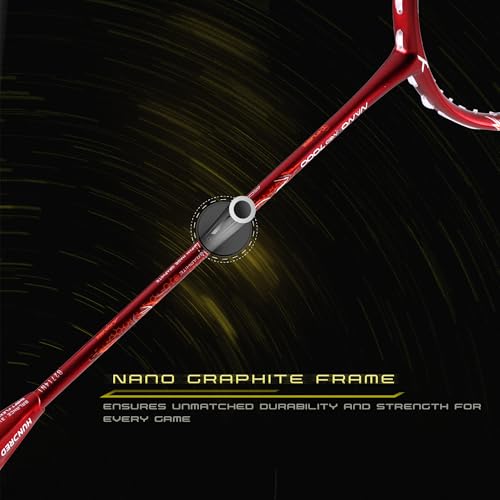 Image of Hundred Nano Neo 7000 (4U) Unstrung Badminton Racket with Full Cover | 83 Grams | Maximum Tension ≤32 lbs (Dark Red)