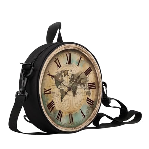 Image of Women Novelty Round Clock Shape Zippered Clock Purses for Women Tote Handbag Shoulder Bag, Gift for Mom Girlfriend