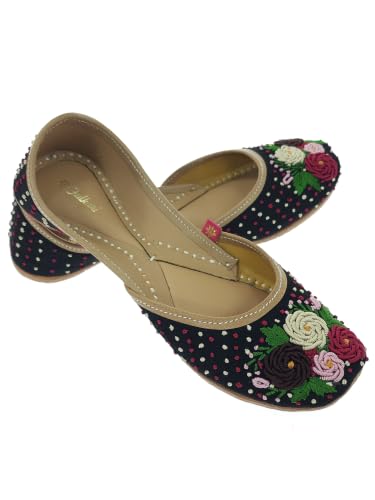 Image of Fulkari Women's Moonshine Multicolored Genuine Soft Leather Juttis | Bite and Pinch Free Jutis | Punjabi Jutti For Ladies | Wedding Flat Stylish Mojari | Bridal Ethnic Flats For Girls |