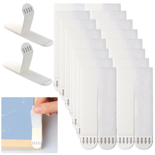 Image of 24 Pairs Picture Hanging Strips Heavy Duty, 48 Strips Picture Hangers Removable Wall Hangers Without Nails for Frames Mounting Wall Decor Refill Adhesive Poster Strips