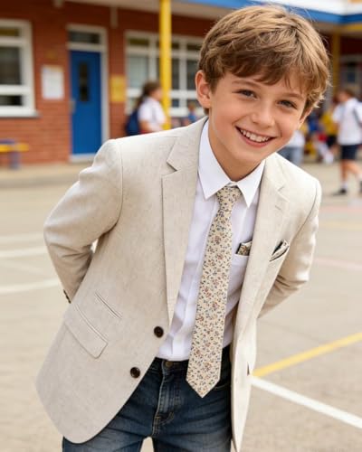Image of Bofan Linen Boys Blazer Formal Suit Jackets for Boy Outwear Jacket & Coats for Kids Boys' Fashion Summer Wedding Outfit