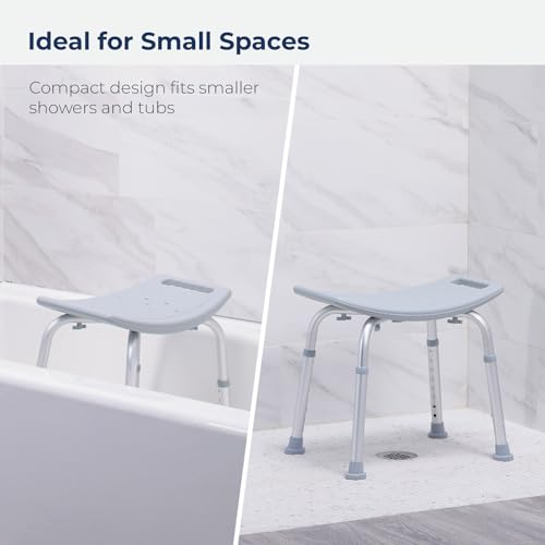 Drive Medical RTL12203KDR Shower Chair, Adjustable Shower Stool with Suction Feet, Shower Seat