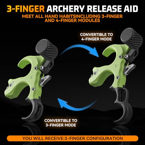 Image of Bow Release for Compound Bow, Copper Archery Release Trigger with Adjustable Wrist Straps & Wrench, 3 /4 Finger Heavy-Duty Thumb Release for Left & Right Hand