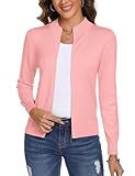 Totatuit Long Sleeve Zipper Jackets for Women Lightweight Fashion Loose Knitted Cardigan Sweater with Zipper Comfortable Fall Tops Casual Zip Up Jacket for Travel Pink XL