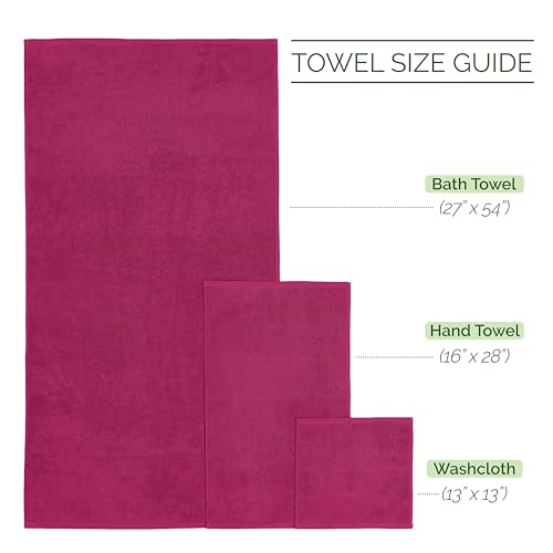 Image of Elegant Comfort Luxury 6-Piece 100% Turkish Cotton Jacquard Braided Textured Premium Hotel Quality Towel Set- Soft and Absorbent, Includes 2 Bath Towels, 2 Hand Towels and 2 Washcloths, Hot Pink