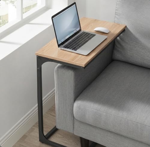 Image of JD FRESH Premium C-Shaped Laptop Table /Bedside Table for Laptop with Metal Frame & Wooden Top /Portable Study Table for Home /Multipurpose Desk for Study /Office /Snacks (Natural Beige)