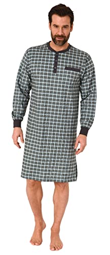 NORMANN-Wäschefabrik Herren Nachthemd mit Bündchen in edler Karo Optik - auch in Übergrössen - 212 110 90 502, Farbe:dunkelgrau, Größe:48/50 Cover