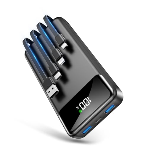 37% off - モバイルバッテリー 大容量 【56800mAh大容量 & 4本ケーブル内蔵】 モバイルバッテリー 5台同時充電可能 最大2.4A出力 急速充電 LCDディスプレイ残量表示 おまかせ充電 低電流対応 スマホ充電器 携帯充電器 軽量 持ち運び便利 PSE認証済 マルチ安全回路保護 アウトドア/旅行/出張/停電対策/防災 日本語説明書