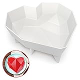 ByPaul Upgraded 3rd Gen Diamond Heart Love Silicone Cake Mold with Exclusive secret recipe included: FDA certified Silicone Oven Safe Chocolate Mousse Dessert Baking Pan 3D nonstick 7 inch topping