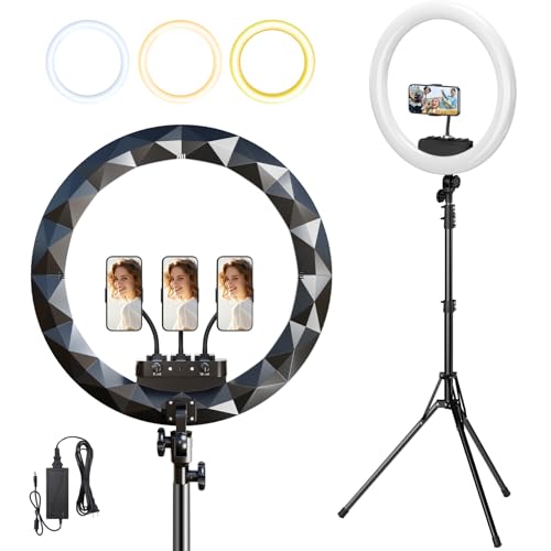 Image of Large Ring Light with Stand, 19 inch Ring Light Tripod for iPhone, Professional Led Ringlight for Live Streaming, Barber, Makeup, YouTube, Tiktok, Black