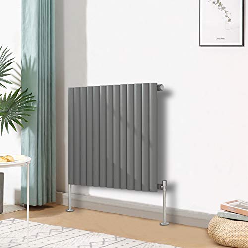 Blümme Single Oval Column Horizontal Designer Radiator 600x767mm Anthracite
