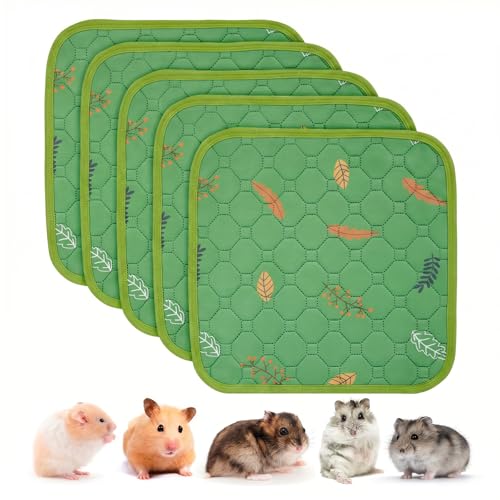 Image of Sunheir Washable Pee Pads for Small Pet 5-Pack, Reusable Pet Training Pads Absorbent & Leak-Free, Waterproof Pee Pads for Dog Cat Rabbit Guinea Pig Hamster, Whelping Pad (Leaves - Green, 12x12)