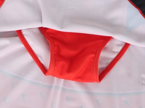 Image of WonderBabe Swimsuit for Girls Fancy Dress Up Swimsuits Party Bathing Suits Set for Toddler Girls Size 5t 6t Red