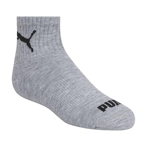 PUMA Boys' High Quarter Crew Socks (8-Pack), Grey/White, 7-8.5 - image 2