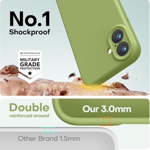 Image of LOVE 3000 Designed for iPhone 16 Case, Premium Silicone with [Soft Anti-Scratch Microfiber Lining] Shockproof Protective Phone Case for Men Women Girls 6.1 inch, Cedar Green