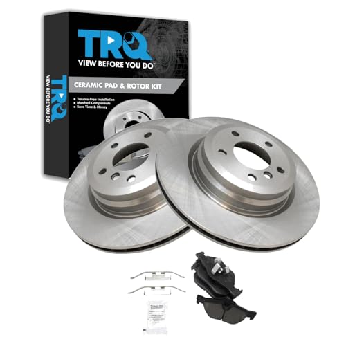 Image of TRQ Rear Brake Pad and Rotor Set Ceramic Compatible with 2013-2014 BMW X1
