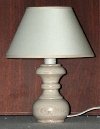 Lampada In Legno Tornito Scannellato Made In Italy - Piccola Con Paralume Avorio - Foto 11