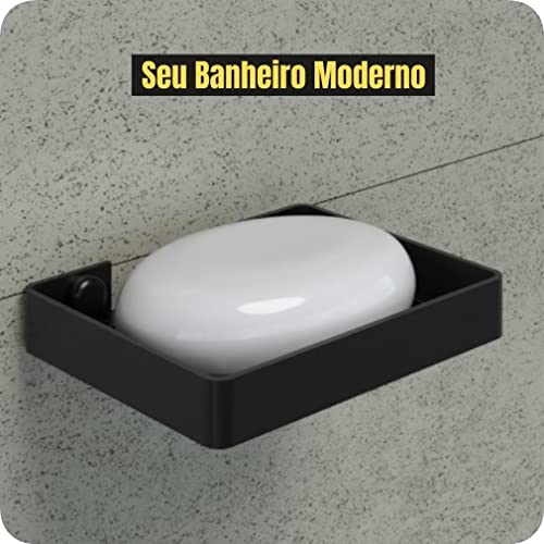 Kit Acessórios Para Banheiro Preto Fosco 6 Peças Quadrado