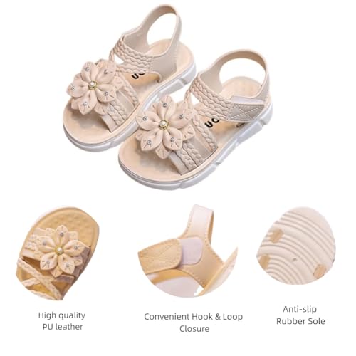 Toddler Girls Open Toe Sandals Flower Summer Beach Flats Princess Dress Shoes Slippers4