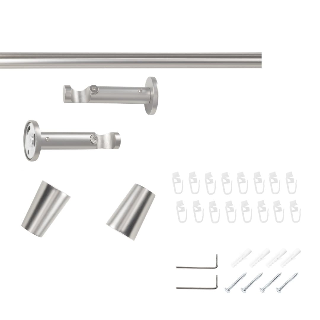 SN Deco Gardinenstange Innenlauf Nizza, 19 mm, 1-läufig, Stahl, Komplett-Set mit Ringen, Profilträger, 360 cm, chrom matt