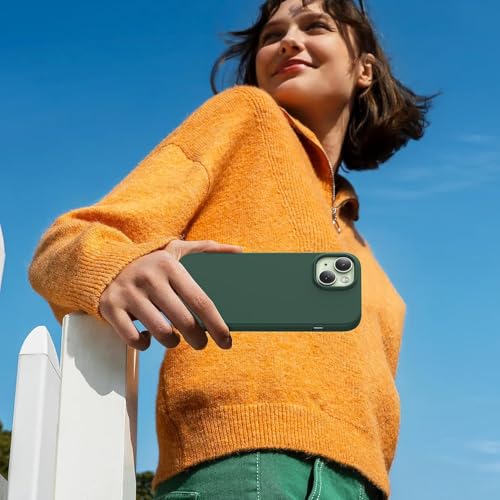 Image of DIZORO Compatible for iPhone 15 Plus Camera Protection Case 6.7, Slim Liquid Silicone 3 Layers Full Covered Soft Gel Rubber Phone Case Protective Cover 6.7 Inch - Forest Green