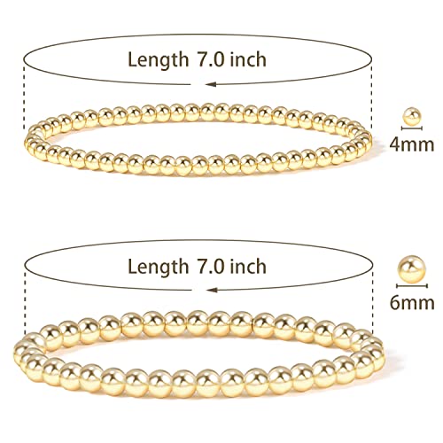Elegance 11 Designs 14K Gold Plated Bead Ball Bracelet Stretchable Elastic Gold Beaded Bracelets For Women #TOP1