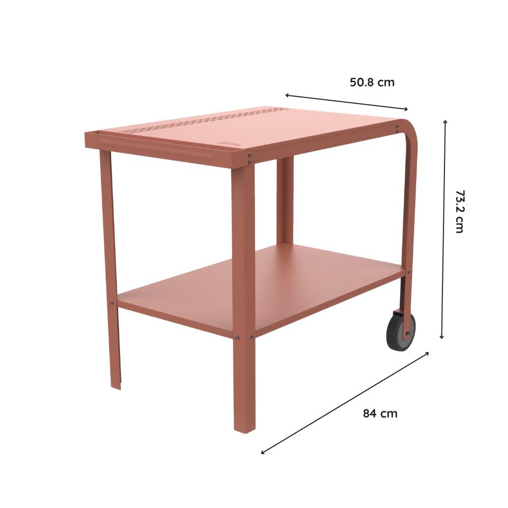 ZiiPa - Desserte Extérieure Vallone Terracotta - Table d'Appoint pour Four à Pizza & Barbecue - Compatible Fours Piana à Pellets & Gaz - Acier Thermolaqué - Rangement Intégré - 4 Coloris