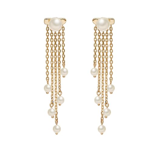 Boucles d'oreilles en Argent 925 avec longue chaîne pendante en perles pour femme